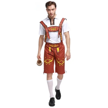 

German Oktoberfest Lederhosen Costume for Men Triditional Bavarian German Beer Festival Party Rave Costumes Outfit Plus Size