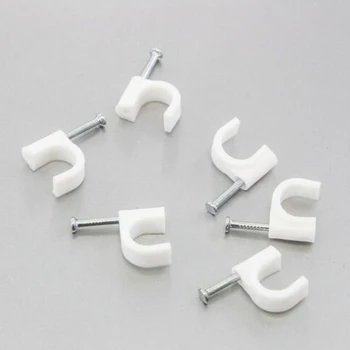 

100 Round 3/8 10 Mm Cable Wire Clips Cable/Cord Tie Holder Coaxial Clamps Tacks