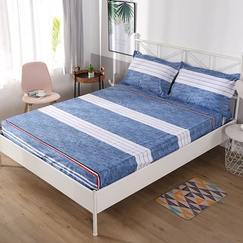 

Waterproof Printing Fitted Bed Sheet Soft Comfortable Bed Mattress Protective Cover Non-slip Breathable Bed Linen with Elastic B