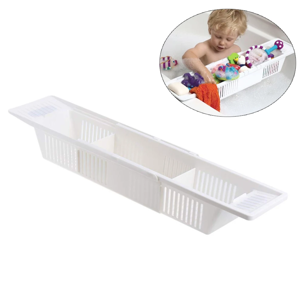 Retractable Multifunction Bathroom Storage Bracket, Bathtub Caddy Tray Basket, Drain Shelf Rack, Bath Toys Organizer