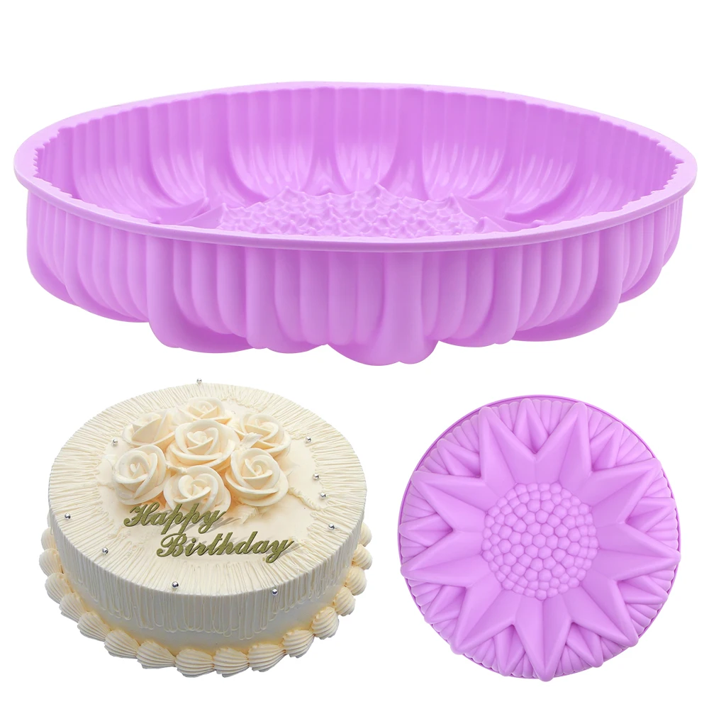 Pastry Tool DIY Round Sunflower Silicone Mold 3D Fondant Cake Mould Handmade Bread Loaf Pizza Toast Tray Cake Decorating Tools