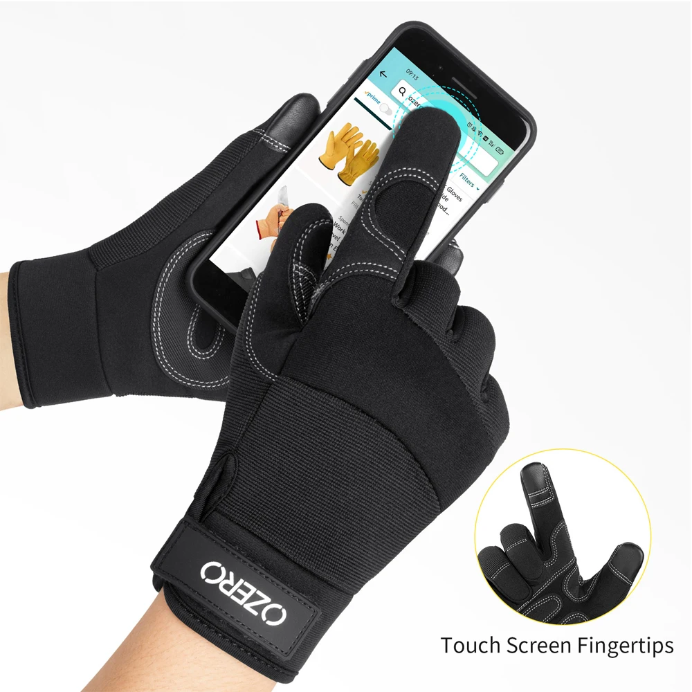 OZERO Work Gloves for Men Touchscreen Mechanic Flex Grip Non-slip