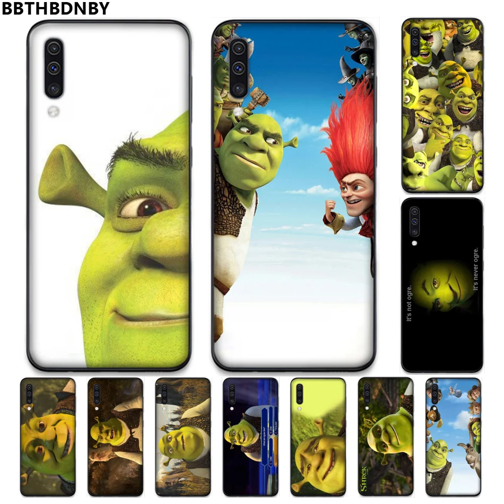 Чехол для телефона shrek черный мягкий чехол Samsung S6 S7 edge S8 S9 S10 e plus A10 A50 A70 note8 J7 2017 |