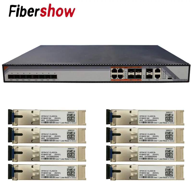 GPON OLT 8PON порты 8 PON SFP портов GPON OLT без модуля совместимый ONT - Цвет: with 8pieces module