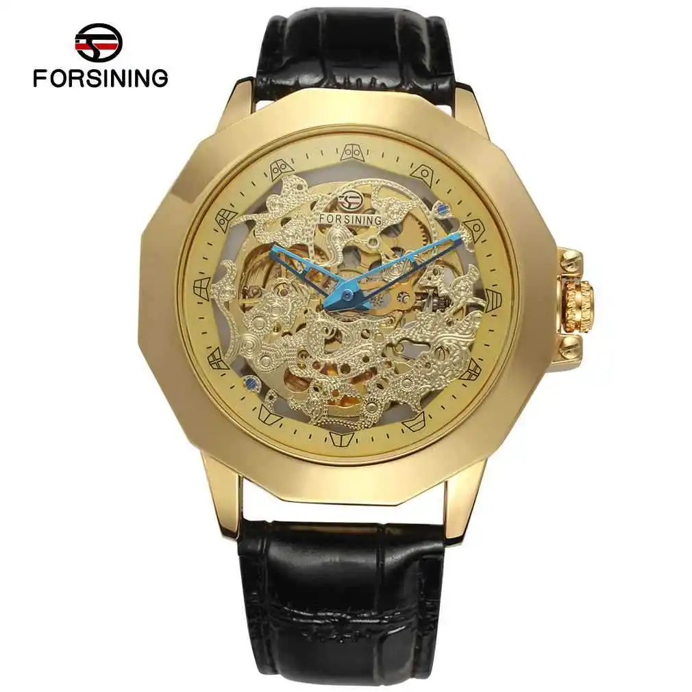 

Winner forsining Fully Automatic 1527 Hollow out Analog Watch Leather Strap Watch