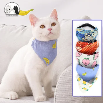 

Fruit Cat Dog Bandana Bibs Scarf Collar Adjustable Pet Neckerchief Scarf Waterproof Saliva Towel for Small Medium Large Dogs