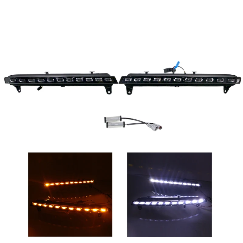 

1 Pair For Q7 2006-2009 LED Daytime Running Light Dual color white & amber DRL Turn Signals Fog Lamps