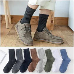 3 Pair  Men's Business Thicken Socks Winter Solid Color Leisure Comfortable Thick Needle Striped Calcetines Cotton Sock Fashion