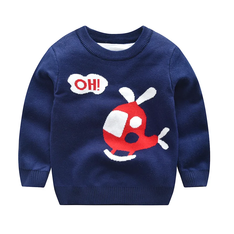 Осенне-зимние свитера для мальчиков и девочек; Хлопковые вязаные топы с рисунками; детский пуловер; детская теплая футболка; мягкий свитер в полоску - Цвет: 8