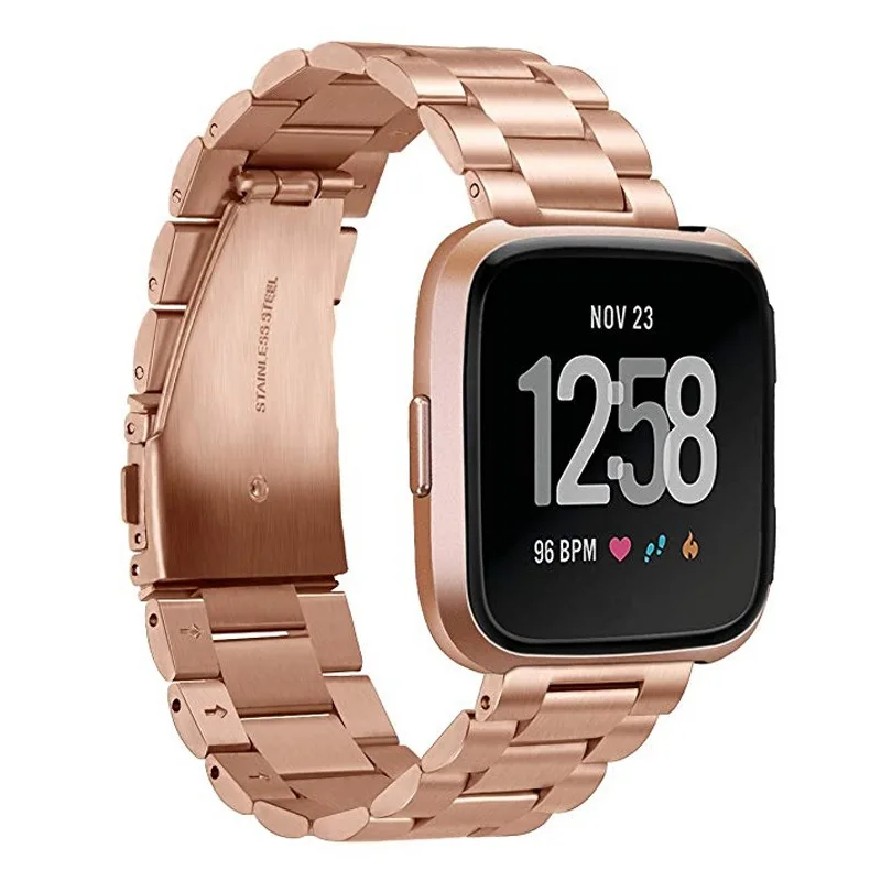 Металлический Браслет для Fitbit Versa ремешок для женщин с булавкой Безвинтовые браслеты из нержавеющей стали Сменные аксессуары