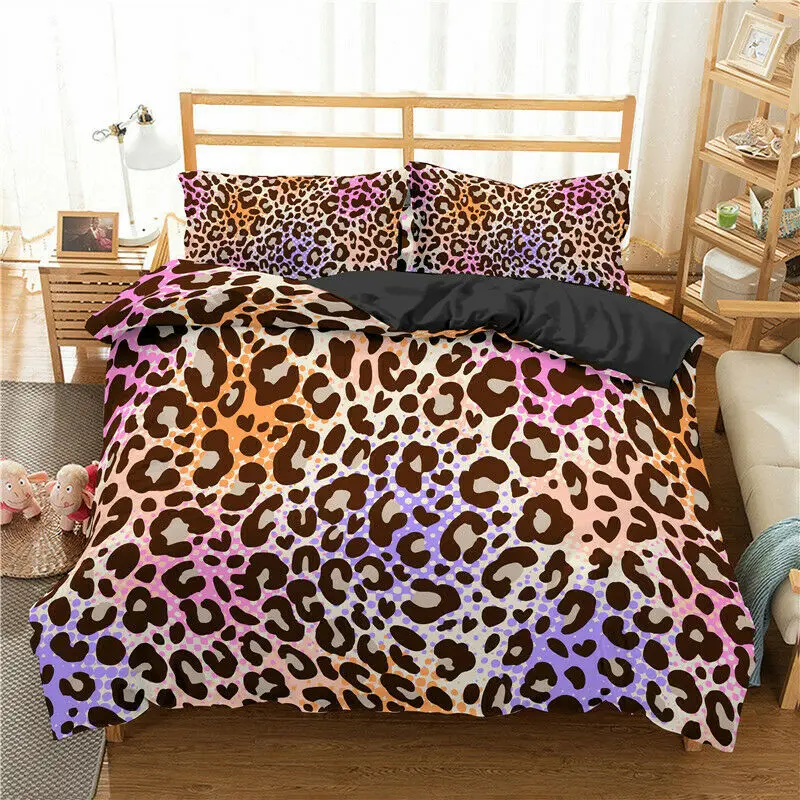 Leopard Print Bedding Set 2/3Pcs Duvet Cover & Pillowcase(s) 3D Printed Quilt Cover Home Textile Gift 