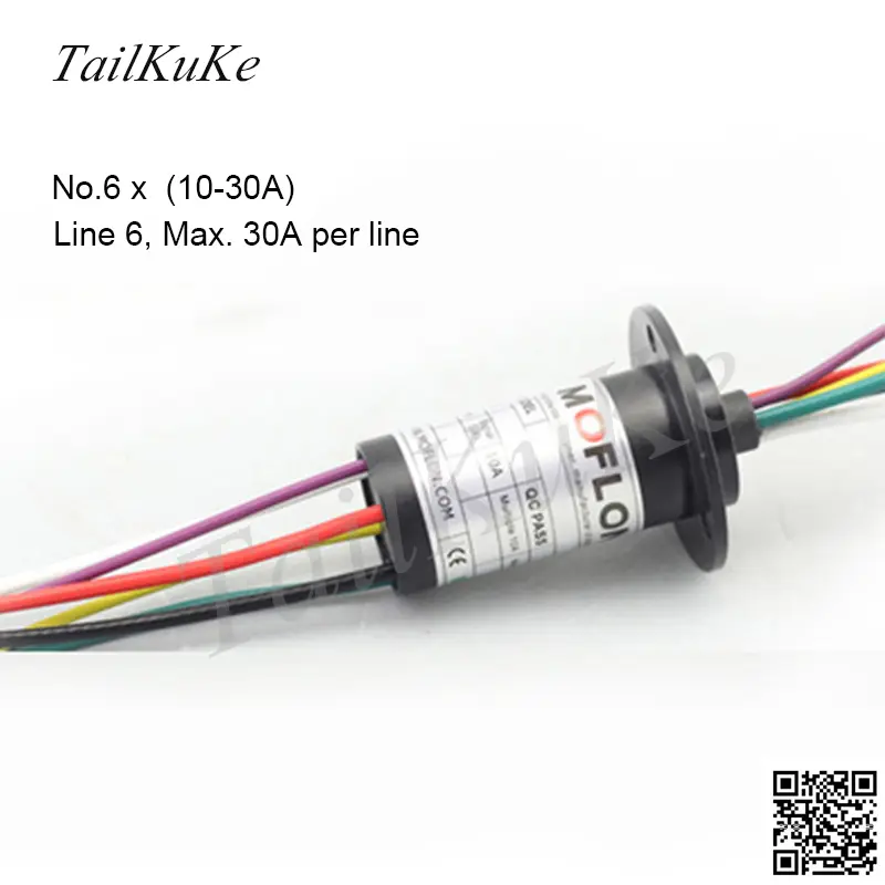 Slip Ring, 2~12 Wires, 2~30A/ring, Rotating Electrical Connector, Moflon Electrical Rotary Joint, Large Current, Wind, Capsule image 3