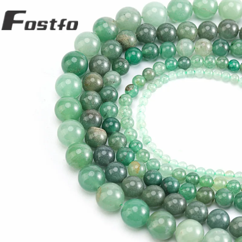 

Fostfo High-Quality Natural Green Aventurine Stone Beads Round Loose Spacer Beads 4 6 8 10 12mm For Jewelry Diy Bracelet Making