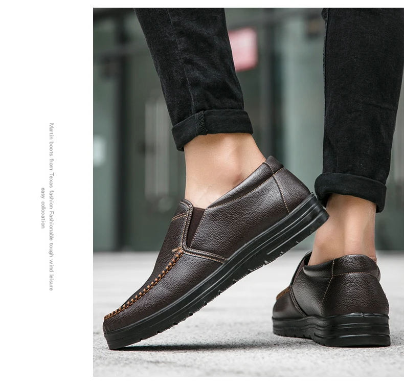 Men Loafers Light Leather Casual Shoes 2020 Autumn Male Outdoor Walking Shoes Comfortable Mens Sneakers Soft Loafers Mens Shoes