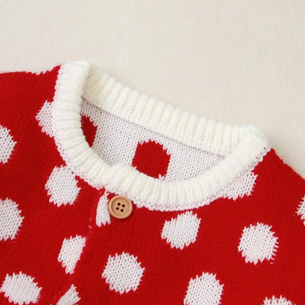 Newborn Baby Boys Girsl Autumn Winter Dot Sweater Knitted Long Sleeve Romper Jumpsuit Children Warm Fashion Color Outfits