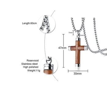 

RUIYI stainless steel VBB42 necklace hot sell man woman 47mm Wooden cross shape rose color lover gift women Korea style