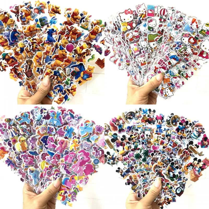 6-12Sheets winnei the pooh bear Sticker no repeating cartoon children's Wall Stickers pull bar box guitar personalized graffiti