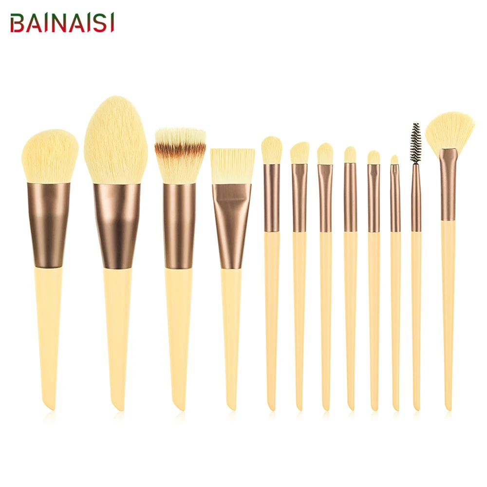 

BAINAISI 12Pcs Makeup Brushes Cosmetic Powder Foundation Eyeshadow Make Up Brushes Set Hair Synthetic Makeup Brush