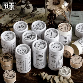 

3pcs Wooden Rubber Stamps Plant And Flowers Decorative Wood Mounted Rubber Stamp Set With Box For Diy Craft Card Making