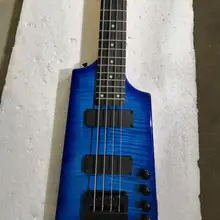 Электрический бас гитара Безголовый синий цвет твердый корпус Тигр чехол с полосками палисандр гриф. Индивидуальные, paypal доступны! Bs-18