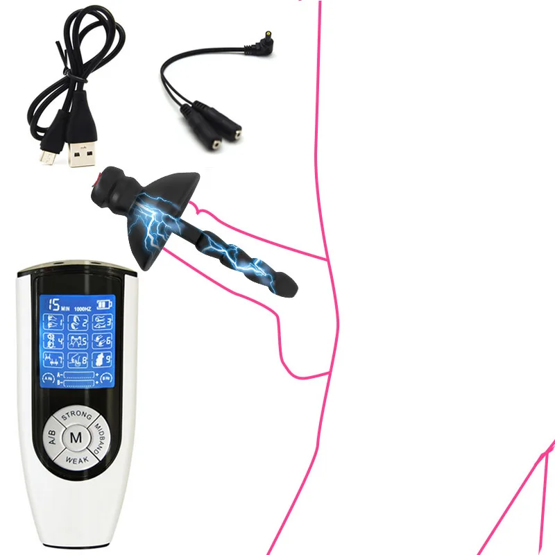 Male Electro Shock Penis Plug Silicone Electric G-Spot Prostate Stimulation Urethra Masturbation Sex Toy For Men penis sex toys