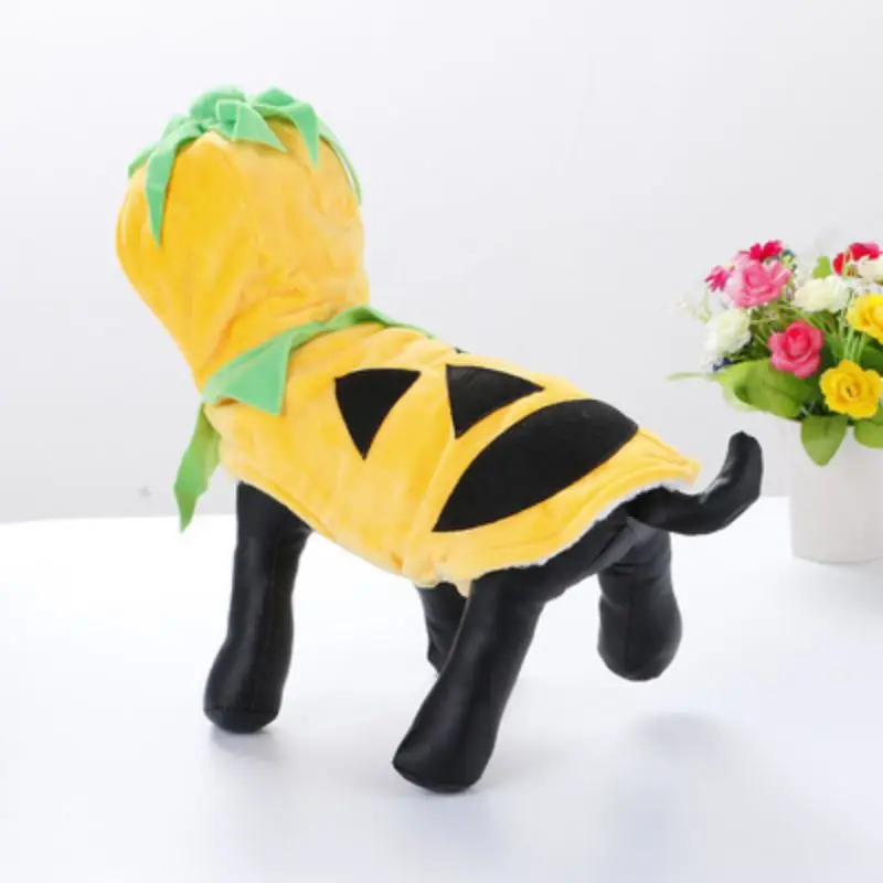 Pet Pumpkin Cosplay Costume Coral Velvet Dog Coat Halloween Decoration Hooded Funny Dog Hooded Coat