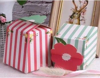 

100 X Big 3D Flower Wedding Favor Decoration Candy Box Green/Pink Butterfly Cookies Box Birthday Party Decor Gift Box 9*9*9cm