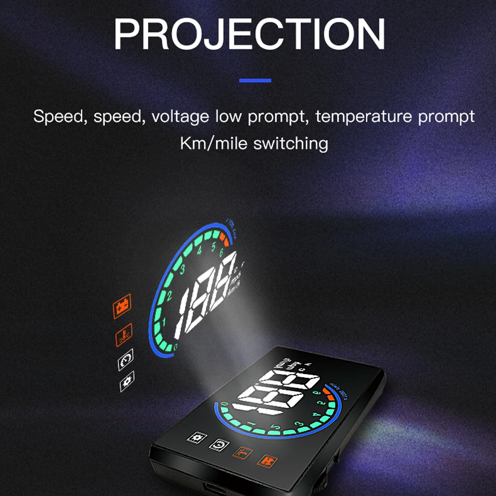 Автомобильные головки дисплей цветной свет H6 3,8 дюйма Hud Led лобовое стекло проектор Obd2 сканер Предупреждение расход топлива данные Вит