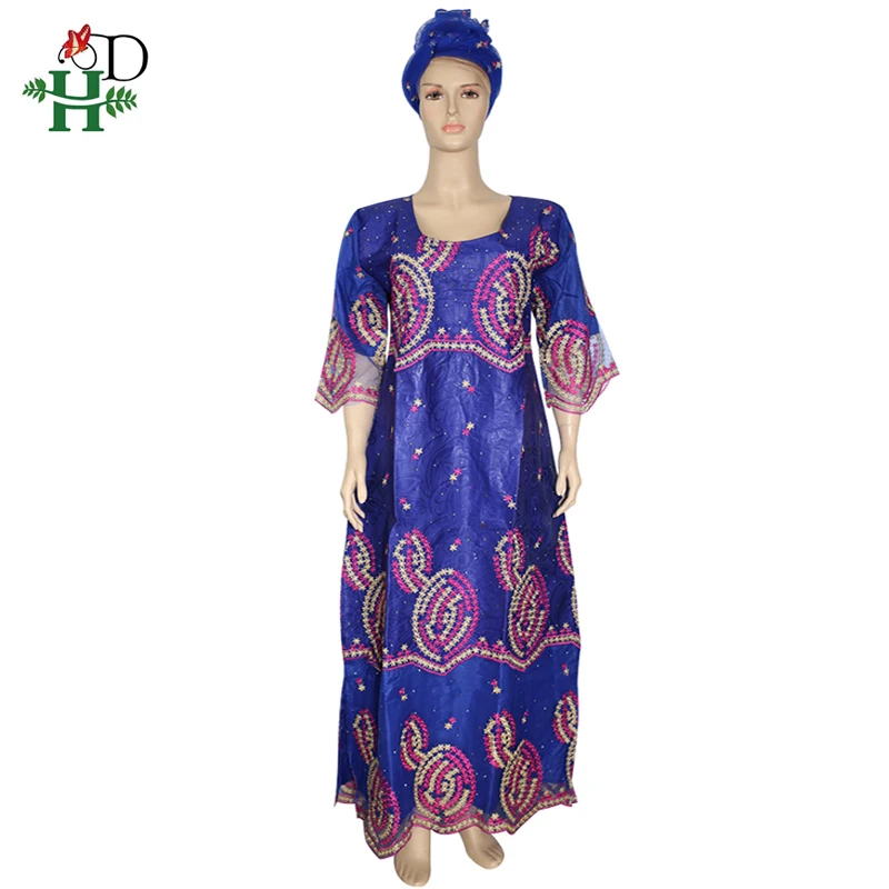 H& D bazin riche dashiki Платья Женская африканская одежда с вышивкой кружевные платья женское длинное платье с головным галстуком вечернее платье