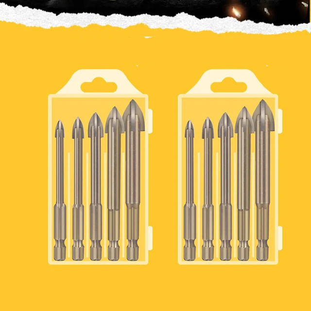 5/10Pcs Efficient Universal Drilling Tool High-Performance Utility Tools Multifunctional Cross Alloy Drill Bit Tip For Woodwork 10Pcs Brown