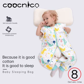 

Baby Sleeping Bag Pure Cotton Newborn Sleepsacks Cartoon Pattern Split Leg Detachable Sleeve Thickening Warm Anti-kick Baby Sack