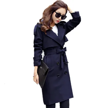 

2019 Casual Women Coats Spring Autumn Fashion Turn Down Collar Double Breasted Overcoat Plus Size Loose Long Trench Coats C170