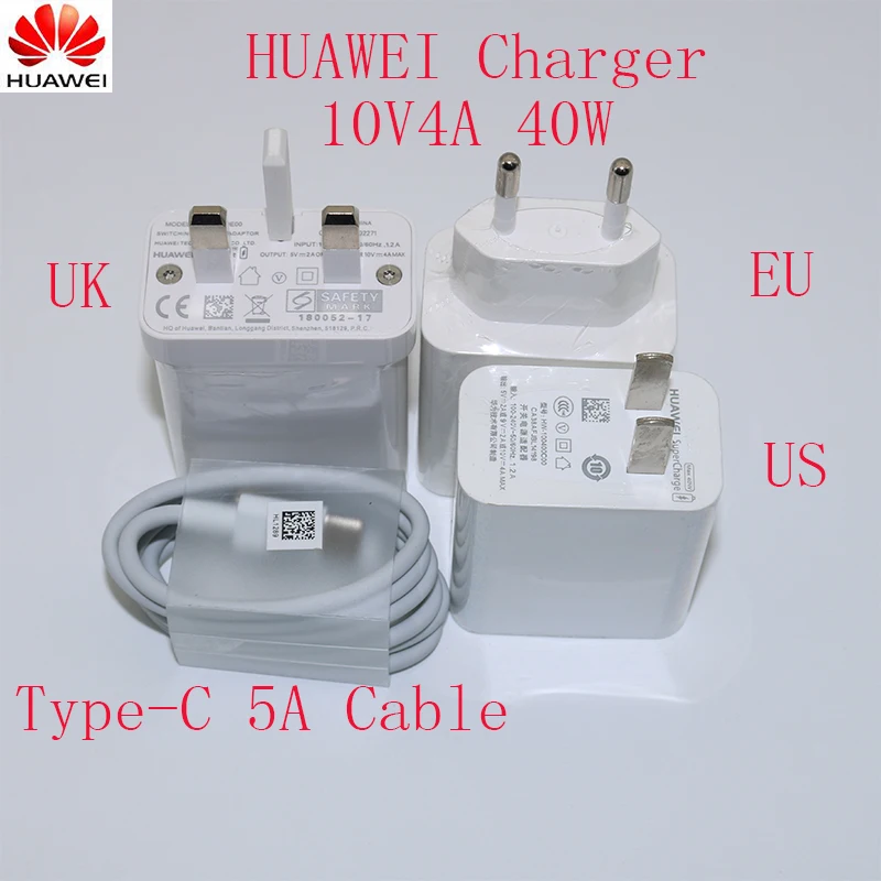 Оригинальное быстрое зарядное устройство Huawei mate30 pro Supercharge USB 10 в 4A 40 Вт адаптер 5a