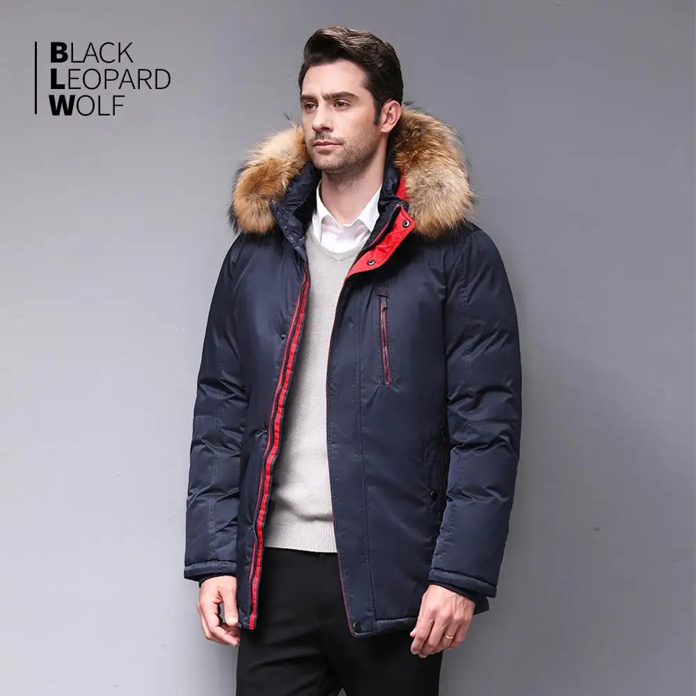 Blackleopardwolf Мужская теплая зимняя брендовая куртка съемный меховой воротник ветрозащитный пуховик с удобными манжетами BL-1109M
