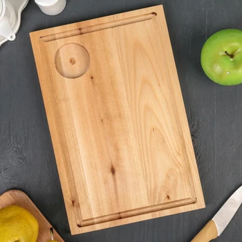 

Cutting board, oiled, with blood drain, birch, 30 × 20 × 1 cm