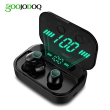 Tuur Draadloze Hoofdtelefoon IPX7 TWS 5.0 Bluetooth Oortelefoon HIFI Headset Sport Waterdichte LED Oordopjes Met microfoon Power Bank(China)