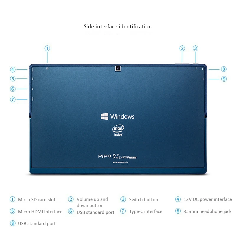 Pipo W11 2 в 1 планшет 11,6 дюймов Win 10 для Intel N4100 Четырехъядерный 4 ГБ ОЗУ 64 Гб EMMC 180 ГБ SSD 1920x1080 Wifi с клавиатурой и
