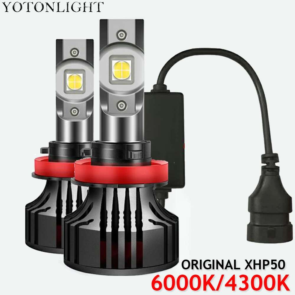 YOTONLIGHT 2 Pcs Original XHP50 H11 Led Bulbs for Car H4 H7 Led 4300K Headlights H1 Lamp 9005 Hb3 9006 Hb4 80W 18000LM 6000K 12V