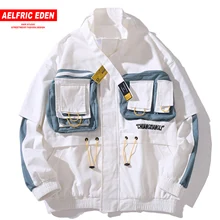 Aelfric Eden мужская повседневная куртка карго на молнии с карманами в стиле пэчворк Harajuku кардиган-пончо хип хоп Мужские Модные топы оверсайз