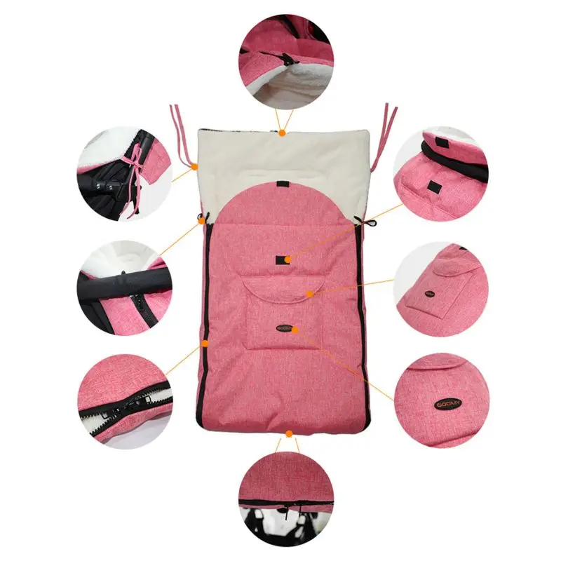 Baby Sleeping Bag Infant Winter Stroller Thick Warm Envelope Sleepsacks Footmuff