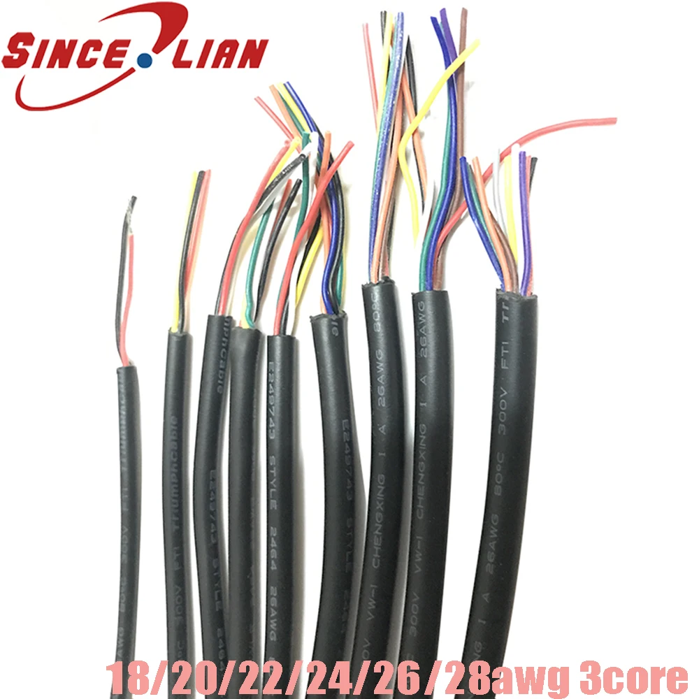 18AWG 20AWG 22AWG 24AWG 26AWG 28 AWG RVV 3 жильный проводник из луженой меди электрический кабель