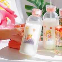 KSATMOON стеклянные бутылки для напитков, Kawaii, бутылка для воды, экологически чистое стекло с трубочкой, милые детские чашки, бутылка для воды, моя бутылка KSATMOON стеклянные бутылки для напитков, Kawaii, бутылка для воды, экологически чистое стекло с трубочкой, милые детские чашки, бутылка для воды, моя бутылка
