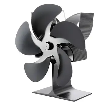 

High Quality Black Fireplace 5 Blades Heat Powered Stove Fan Wood Burner Eco Friendly Quiet Fan Home Efficient Heat Distribution