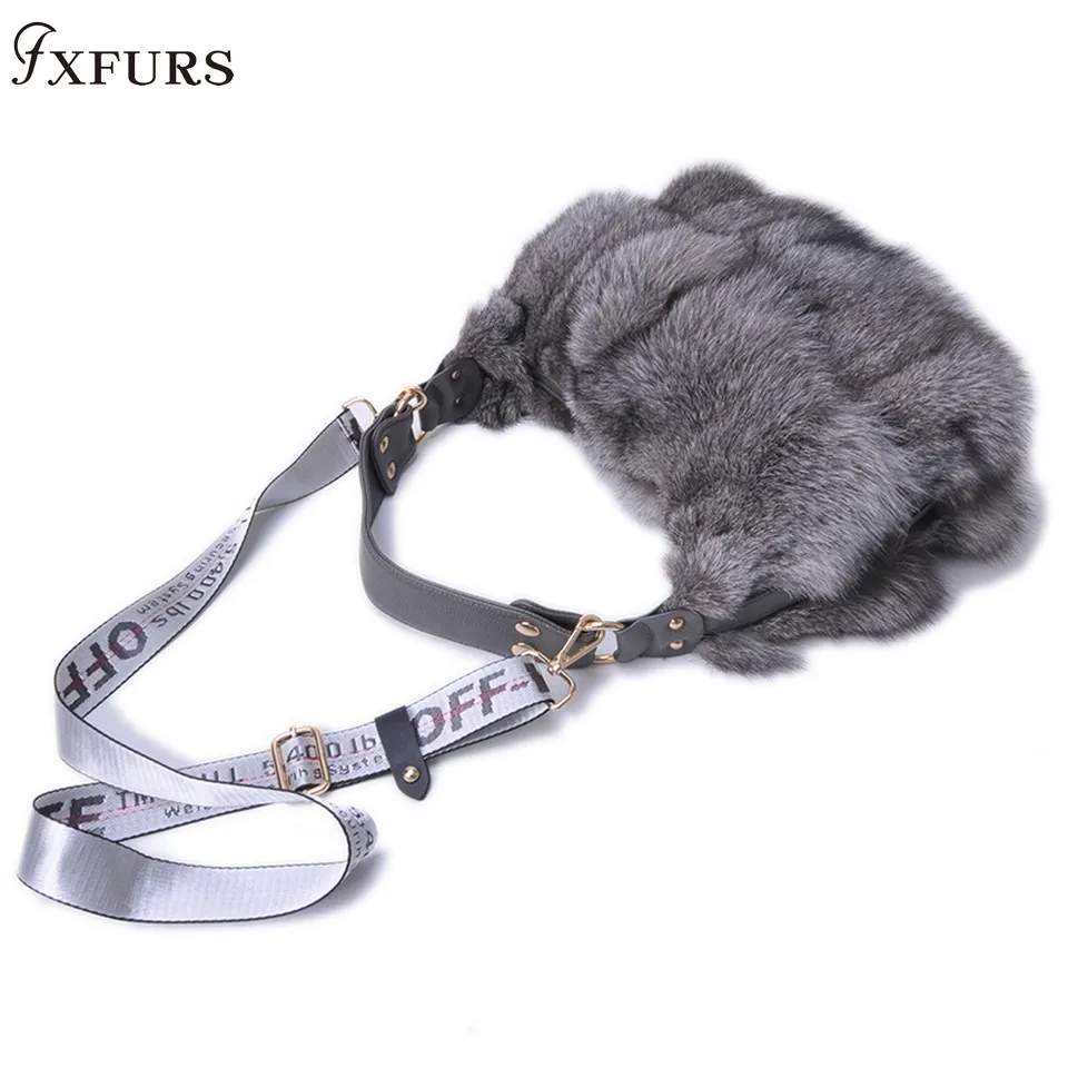 FXFURS, новинка, сумки из натурального лисьего меха, женские сумки через плечо на одно плечо, сумки через плечо из меха серебристой лисы, большие женские клатчи - Цвет: silver fox fur 1