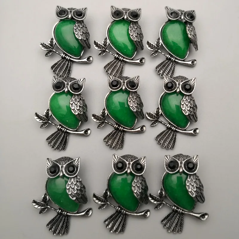 fashion natural stone mixed animal Owl Archaize Pendants & necklaces for making Jewelry charm Point parts 10pcs/lot wholesale