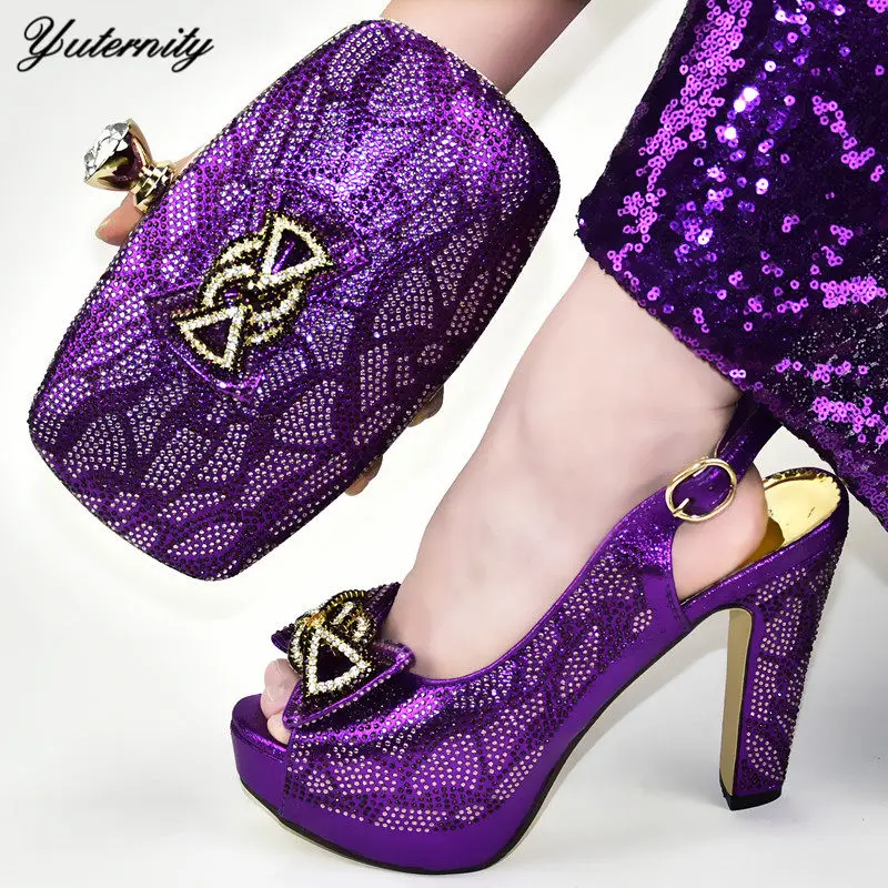 

Yuternity New Arrival African Party Shoes And Bags Set Latest Design Ladies Pumps Shoes And Matching Bag Set For Evening Dress