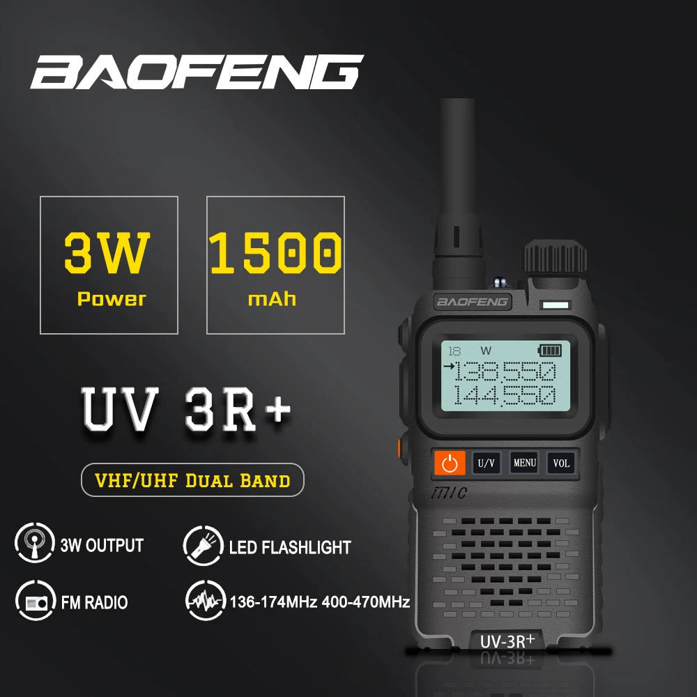 Baofeng FM трансивер UV 3R Plus портативная рация Mini + Портативная CB радио Двухдиапазонная