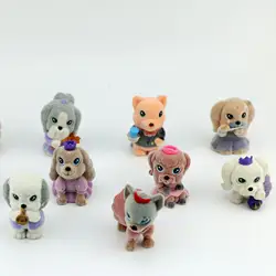 Мультяшная анимация супер милые пластиковые флокированные собаки и кошки маленькие куклы животных (подходит 3 юаней игрушка-вкладыш)