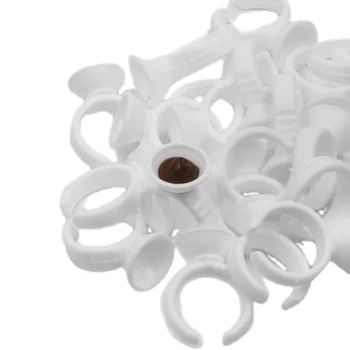 Nuovo 100 pz All'ingrosso di Plastica Bianco Anello di Inchiostro Del Tatuaggio Per Sopracciglio Trucco Permanente Titolari di Piccola Dimensione Tattoo Ink Tattoo Supplies