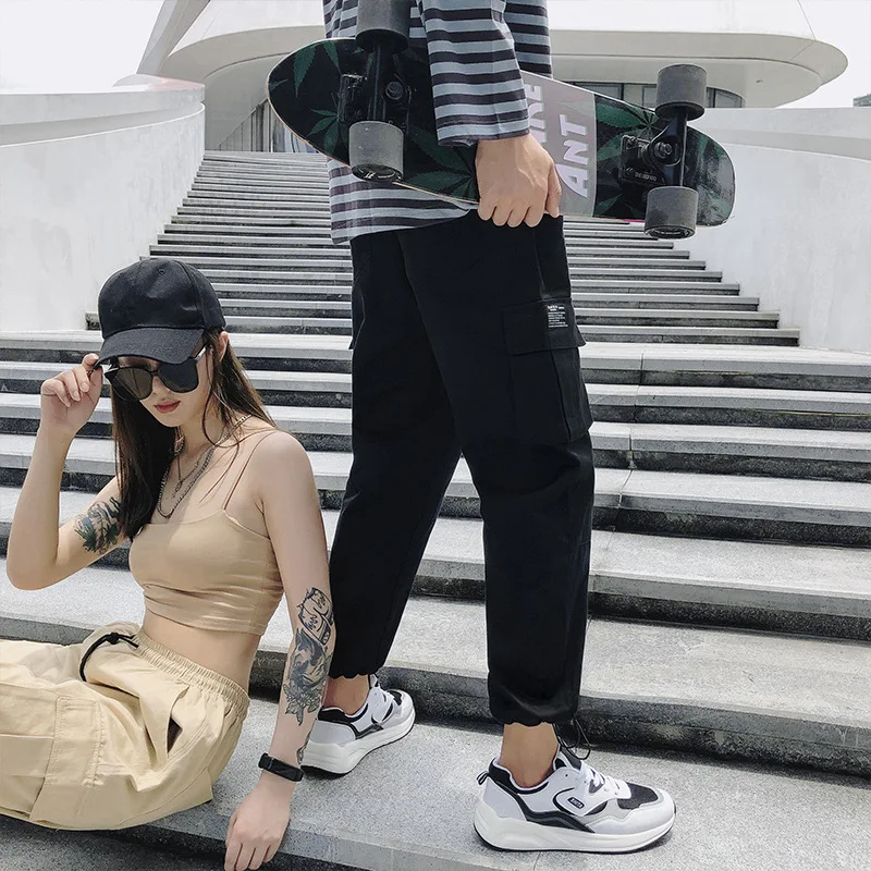 

2019 Autumn New Arrival INS Hong Kong Style Large Pocket Multi-pockets Beam Leg Harem Cargo Trousers K153 P58